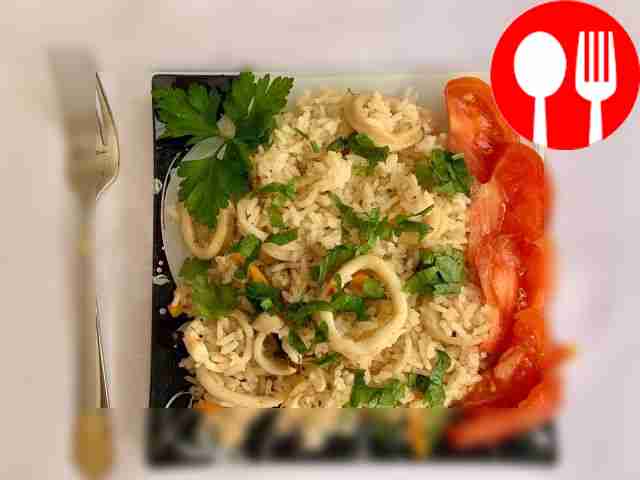 Fragrant pilaf with squid
