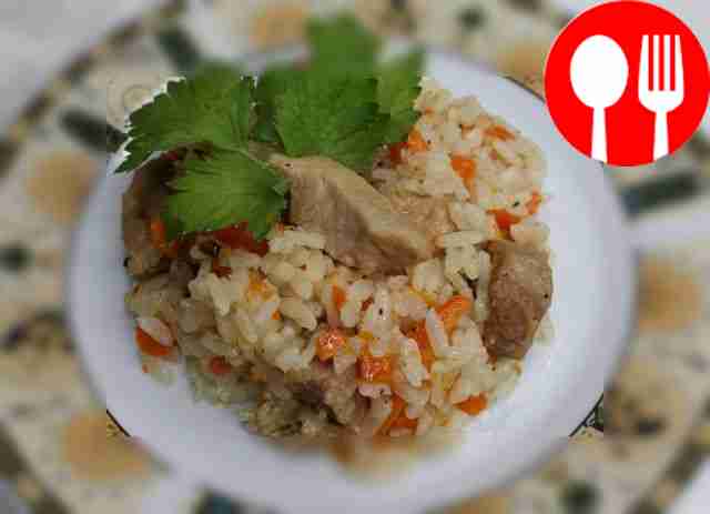 Fragrant and tasty pilaf with pork