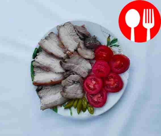 Delicious lard, boiled in a bag