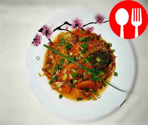 Homemade sprat stew with vegetables