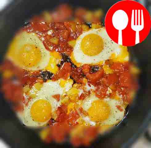 Make room in the pan and beat in the eggs one...