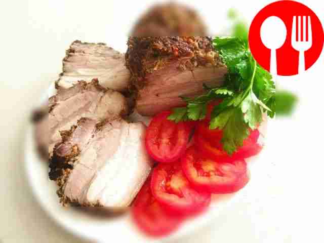 Spicy lard in the oven