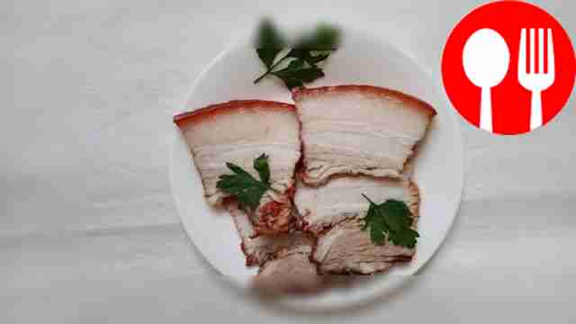 Cut the lard into beautiful strips and place...