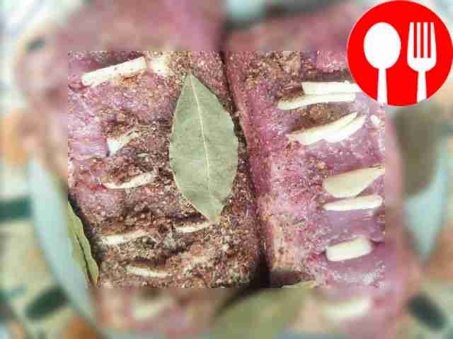 Delicious marinated lard