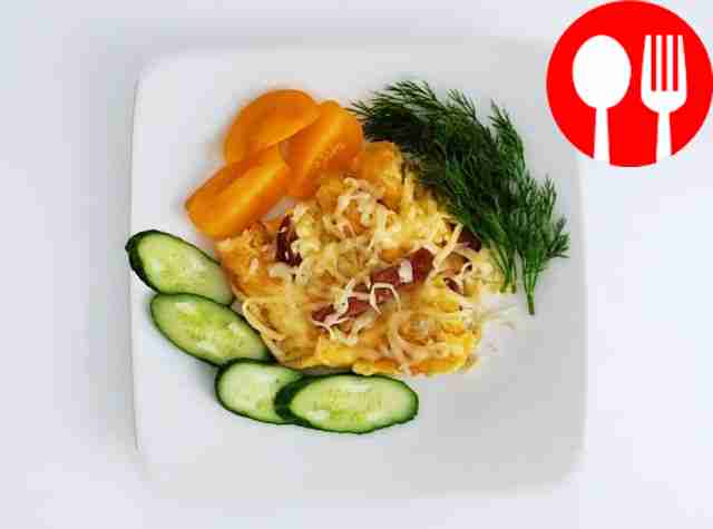 Lush omelette with sausage and cheese