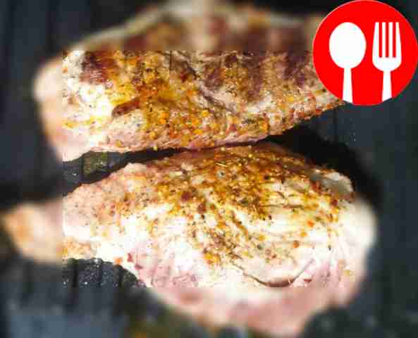 Rub the meat with pepper and spices. Grill it...