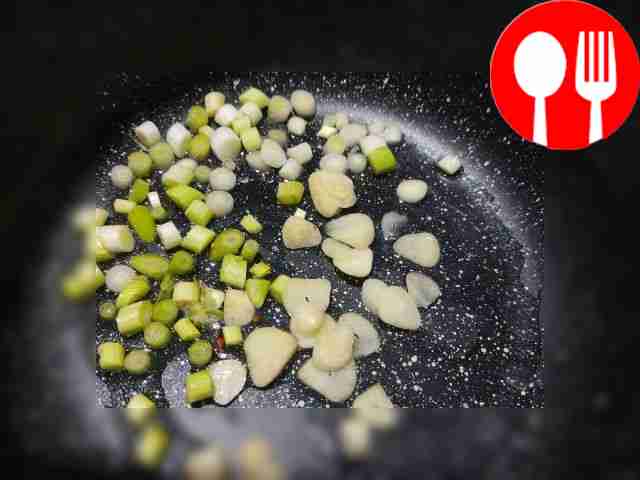 Pour oil into a saucepan and fry the leeks and...