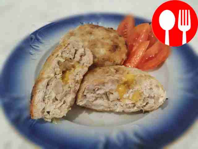 Tender lard cutlets with minced beef