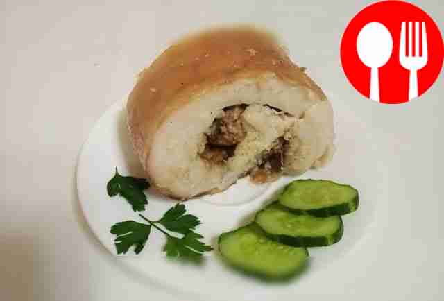 Сало, запеченное с куриной грудкой и специями