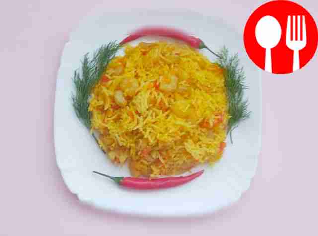 Pilaf with shrimps from Basmati rice