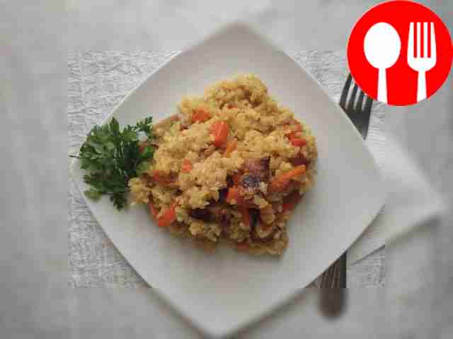 Homemade rice with pork
