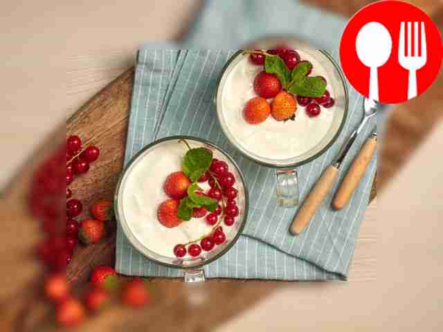 Ready-made thick homemade yogurt can be...
