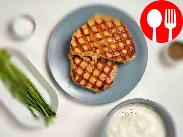 Grill the tuna pieces. Heat the grill pan and...