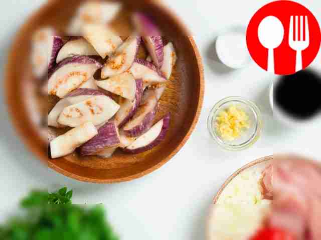 Process the ingredients. Cut the eggplant into...