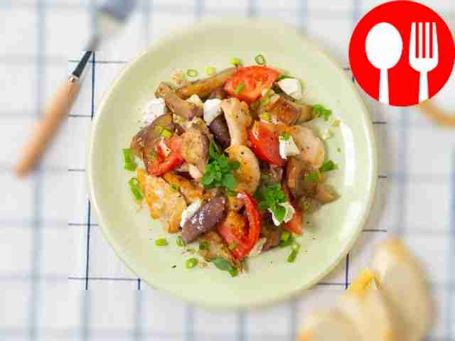 Finely chop the green onions. Serve the salad...