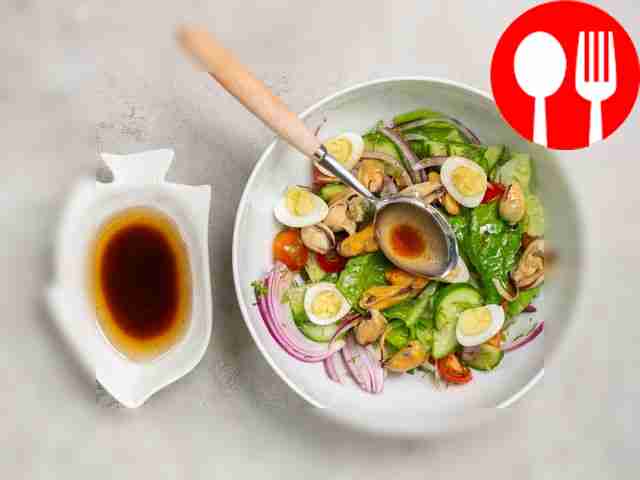 Dress the salad. Mix lemon juice, olive oil,...