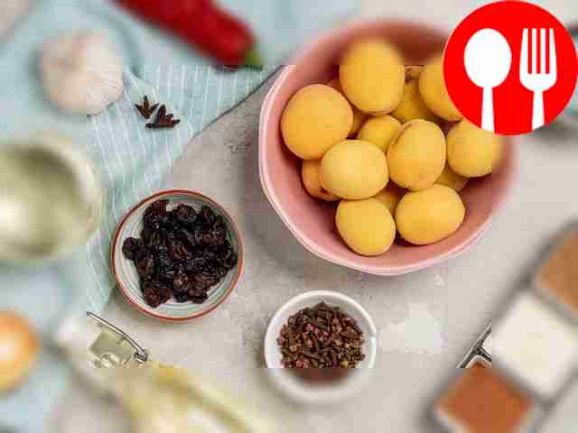 Prepare ingredients for apricot chutney sauce....