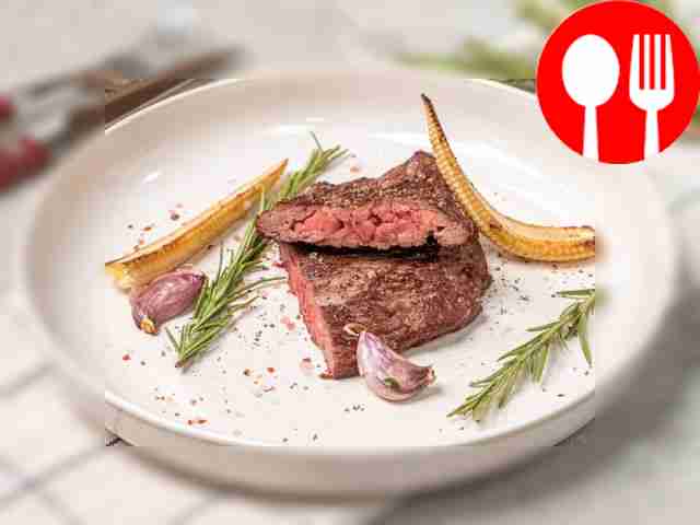 Beef steak in a frying pan