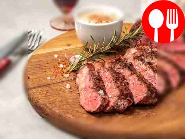 Beef steak with mushroom sauce