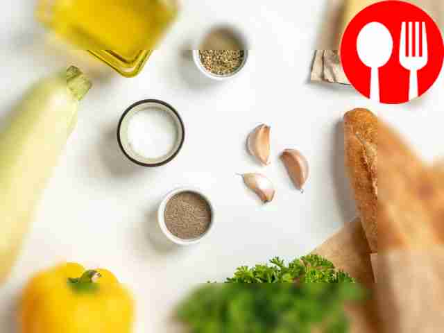 Wash the zucchini and bell pepper, peel and...