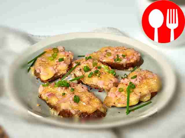 Baguette on a frying pan