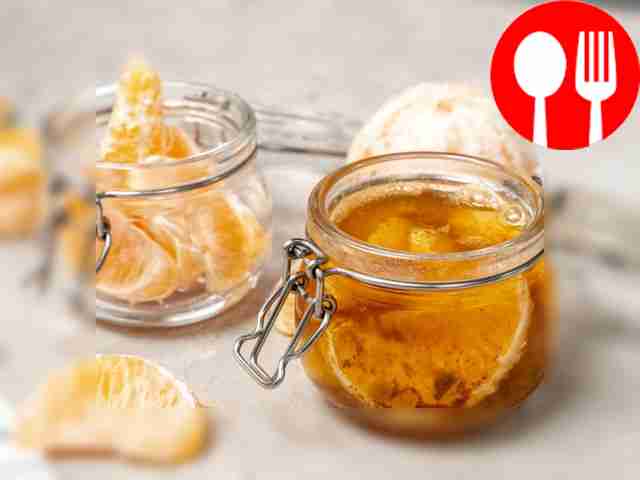 Prepare tangerine slices. Place peeled...