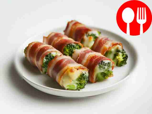 Нежные рулетики из брокколи в беконе