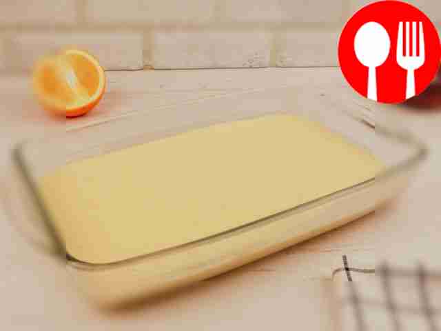 Stir the dough and pour it into a baking dish...