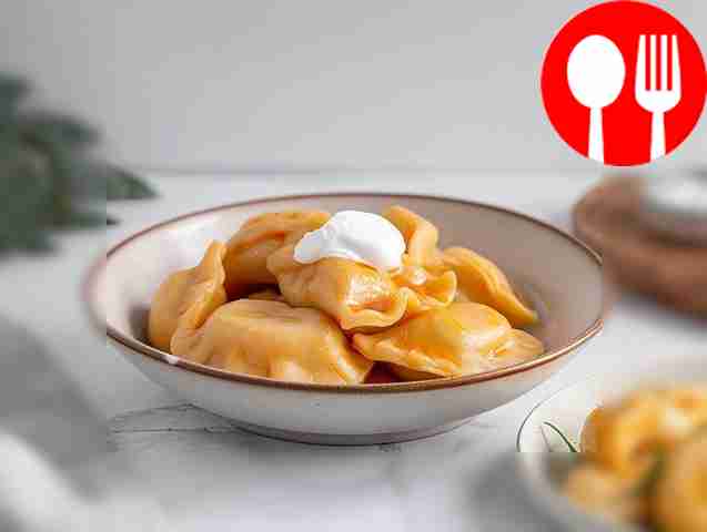 Homemade dumplings with lard and potatoes