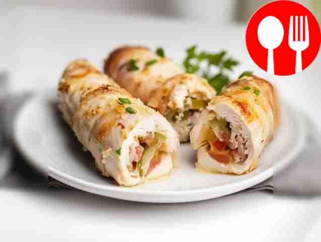 Куриные рулетики с беконом и маринованными огурцами