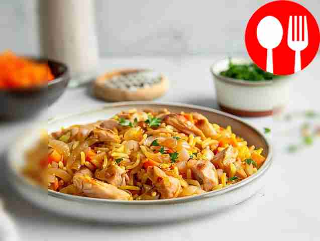 Healthy pilaf with chicken