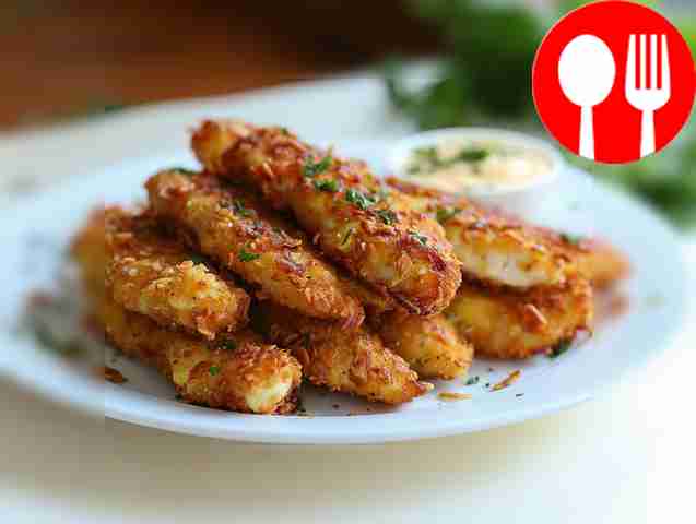 Crispy chicken nuggets in chips