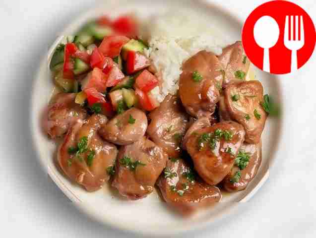 Spicy chicken with paprika in a frying pan