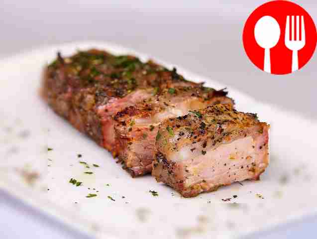 Spicy boiled lard in Provençal herbs