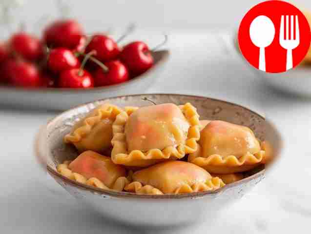 Lush dumplings stuffed with cherries