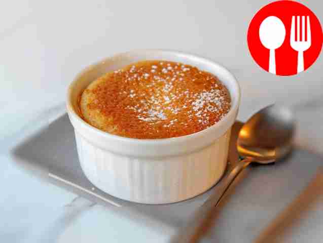 Light orange soufflé with brown sugar