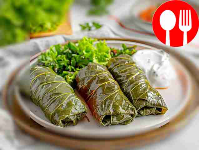 Hearty dolma with grape leaves
