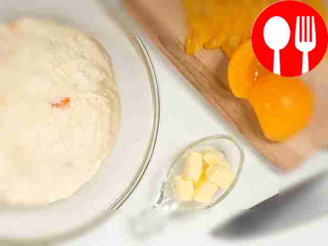 Add peaches. Cut the peaches into small...