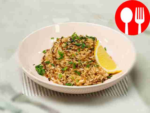 Rice with teriyaki sauce