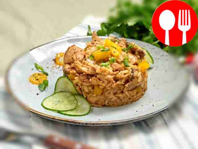 Рис с грибами и овощами