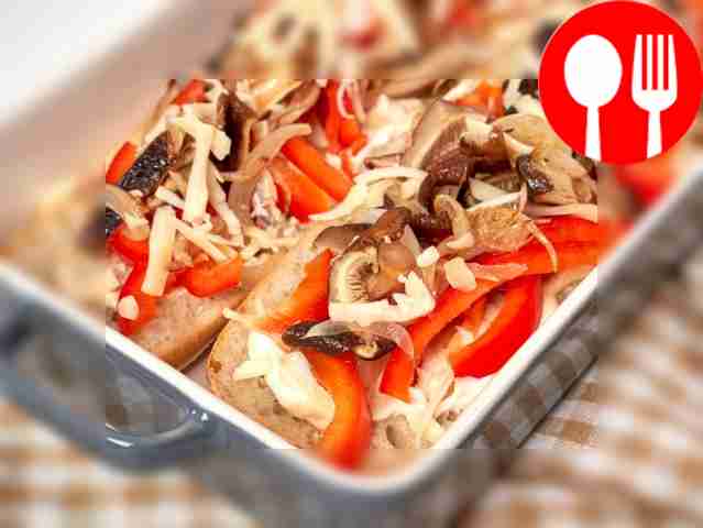 Add the filling. Place bell pepper strips and...