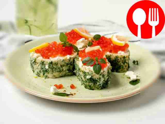 Багет с красной икрой