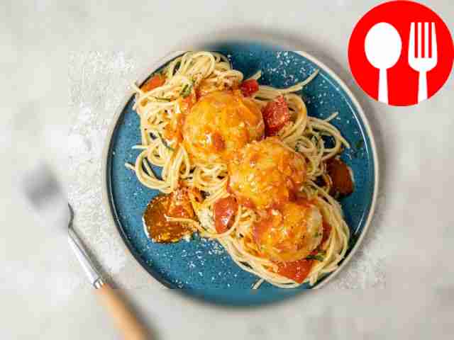 Before serving, pour tomato sauce over the...