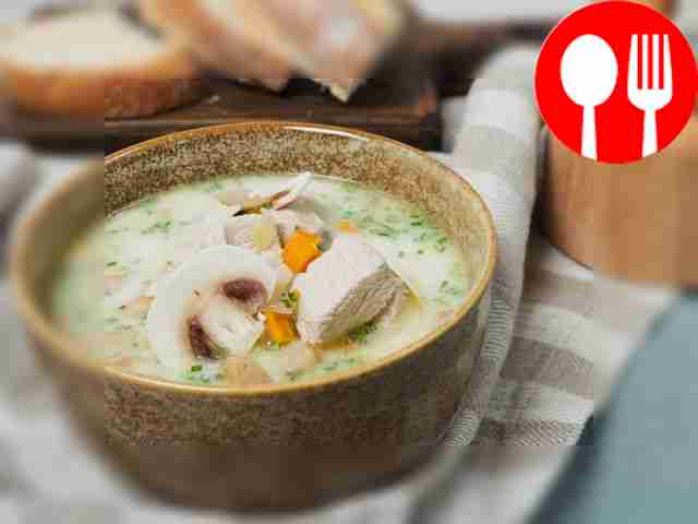 Суп из индейки с грибами