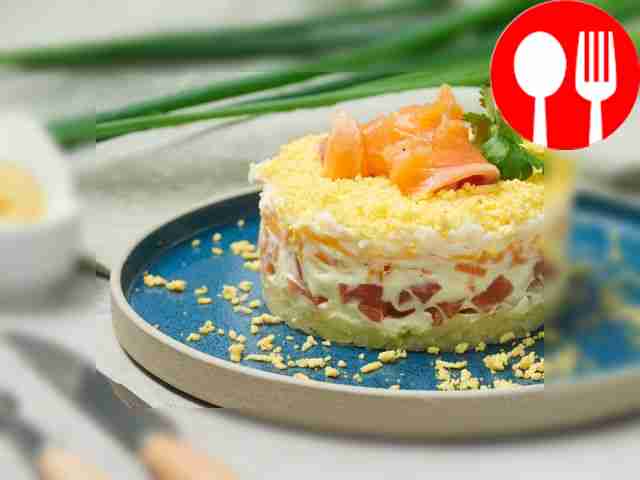 Mimosa salad with salmon