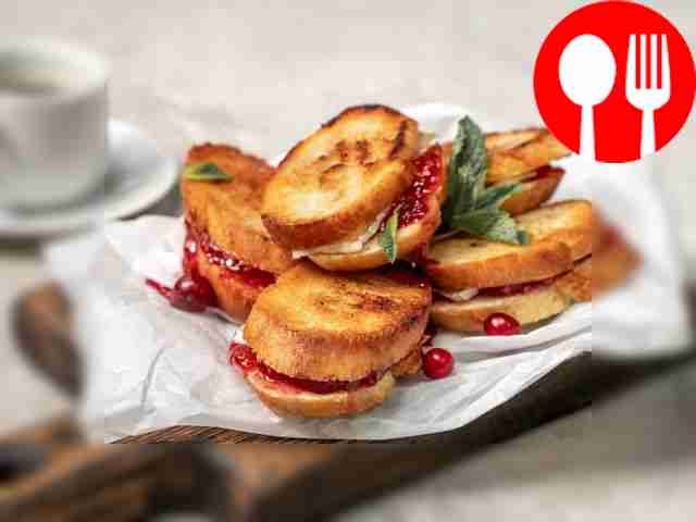 Baguette with raspberry jam