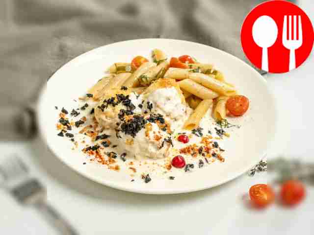 Hedgehogs with rice and cheese sauce