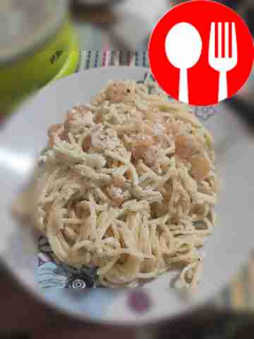 Паста с креветками и нежирными сливками Pasta with shrimp and low-fat cream