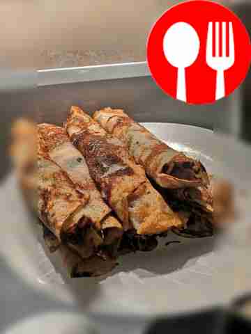 Pancakes with sausage and cheese