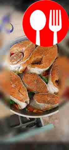 Rub the steaks with fish spices and salt....